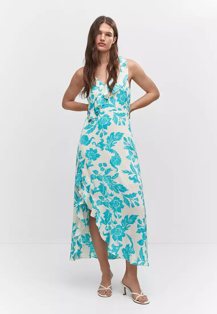 Buy Mango Ruffles Slit Dress 2024 Online ZALORA Philippines