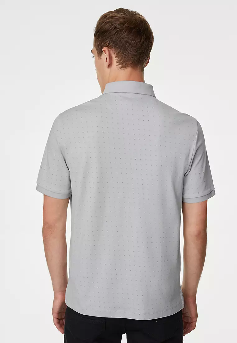 Pure Cotton Geometric Print Polo Shirt