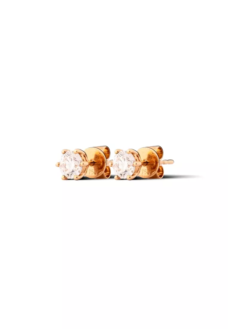 0.70ct TDW Round Lab Grown Diamond Prong Studs Earrings in 18K Rose Gold D/E-VVS/VS