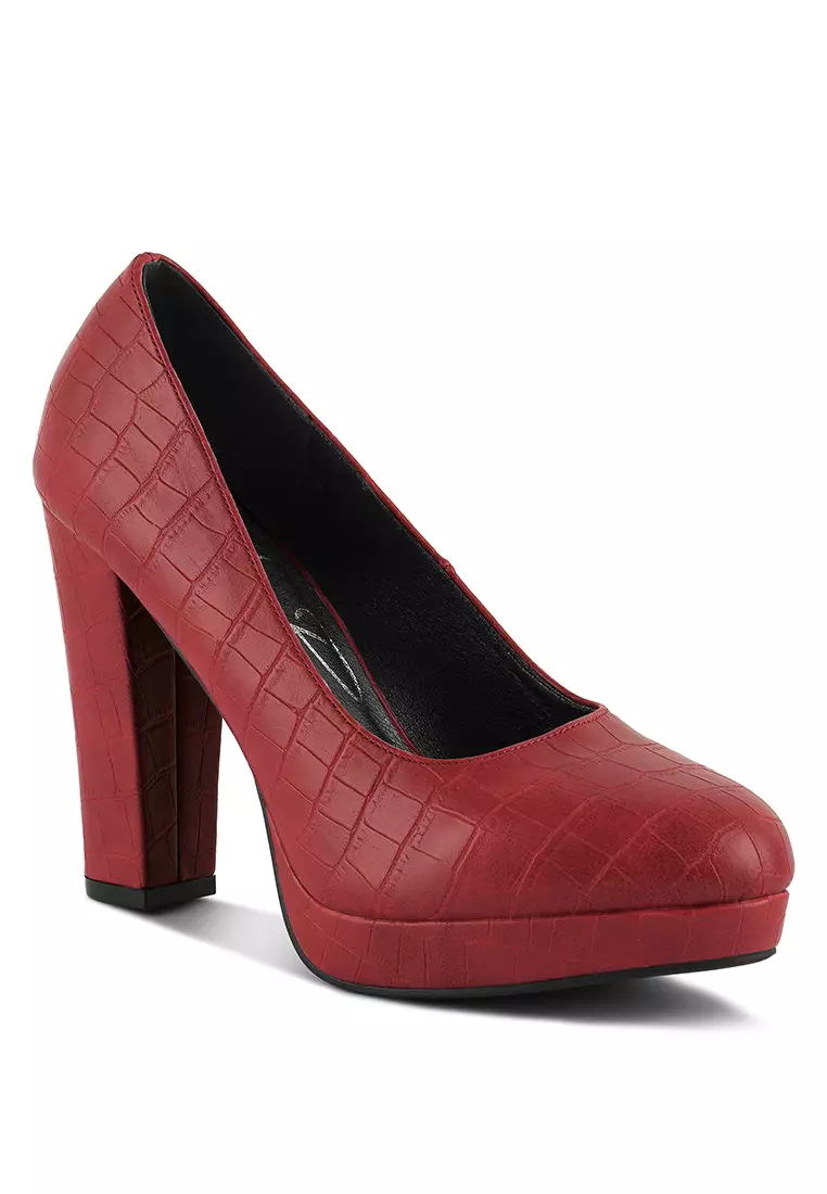 Red heels sale block heel