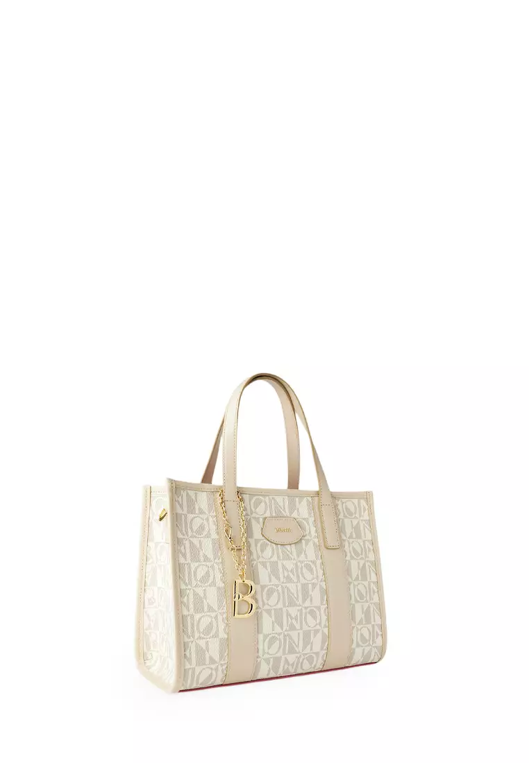 Bonia Beige Erica Small Monogram Tote Bag