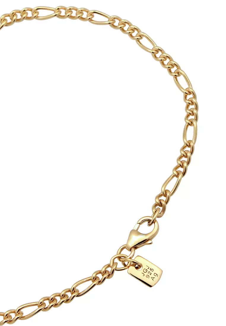 EXCLUSIVE Gelang Perhiasan Perak 925 Pria Cross Figaro Chain Gold Plated