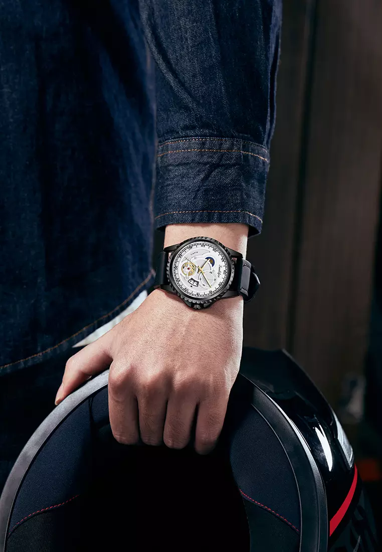 Jam Tangan Pria Quartz Tanggal Luminous Kuarsa Mode Tali Kulit Jam Tangan Cowok 9114 blackwhite