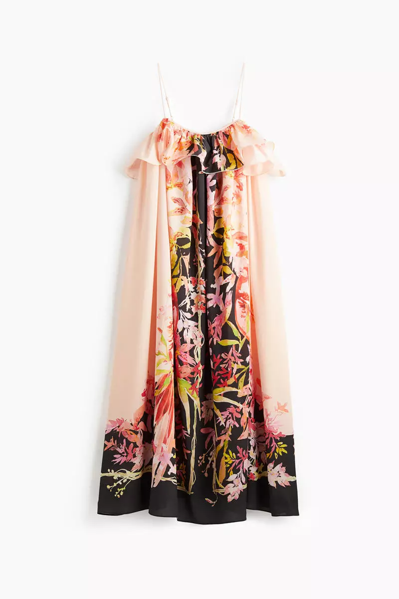 Flounce-trimmed strappy dress