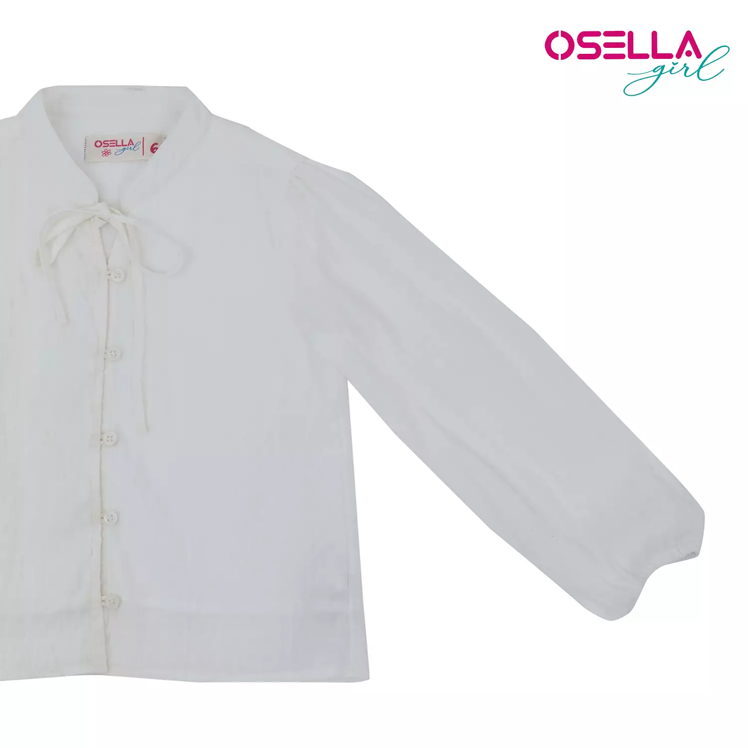 Osella Crinkle Long Sleeve Blouse In White 2337500401 | Baju Lengan Panjang Anak Perempuan