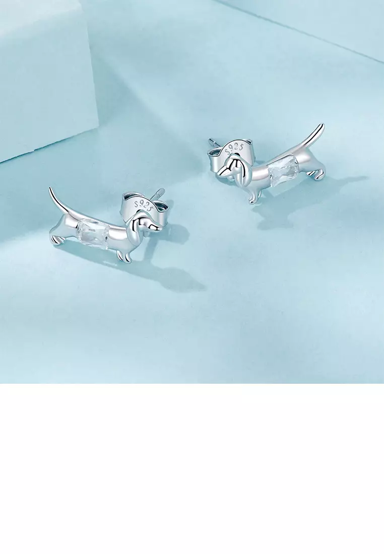 Sterling silver dachshund earrings outlet