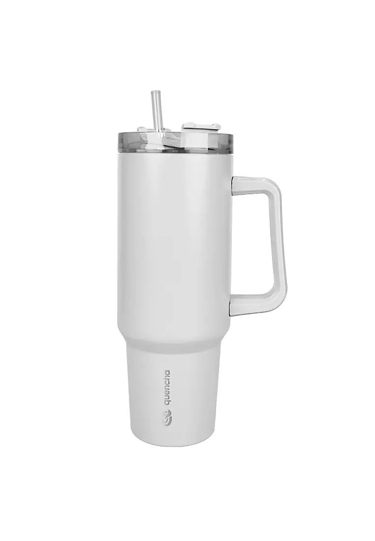 37oz Stainless Steel Straw Lid Insulated Mug Tumbler 1100ml Double Wall 24Hr Cold BPA-Free - Snow