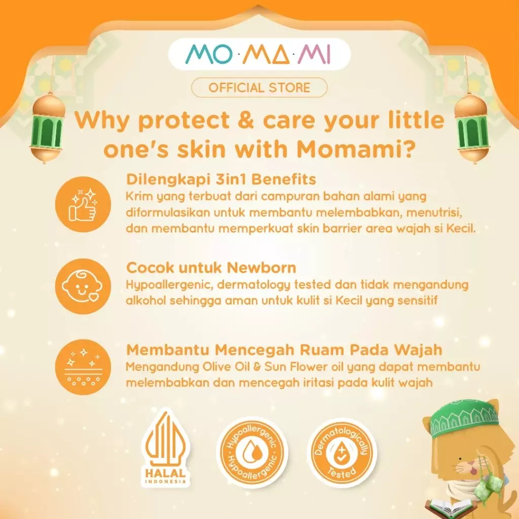 Momami Baby Cutie Facial Cream 50gr - Skincare Natural Krim Lotion Pelembap Kulit Wajah Bayi