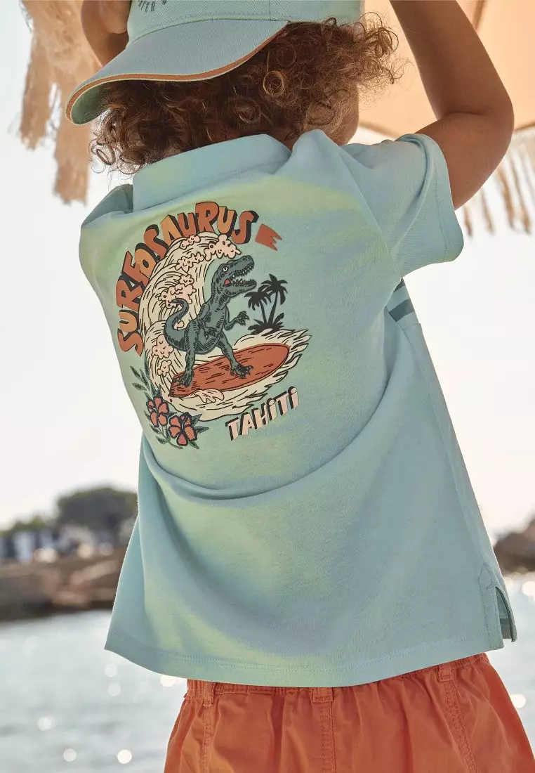 Turquoise Striped Polo Shirt