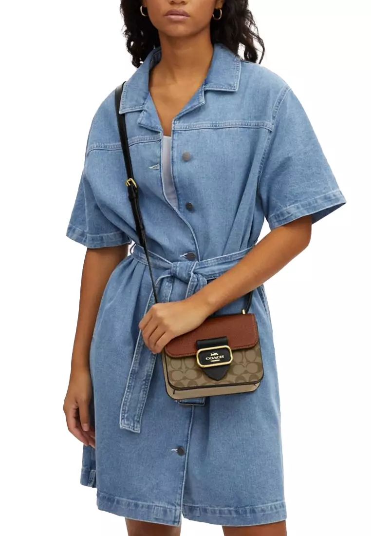 Morgan Square Crossbody Bag In Colorblock Signature Canvas CL462