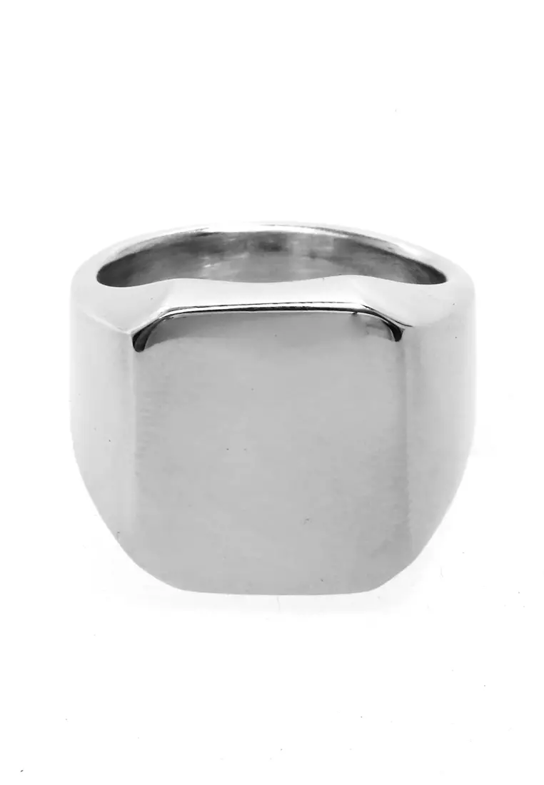 Daisy Aksesoris Pria Wanita Cincin Desain Kotak Material Titanium ORIGINAL - Silver Glossy