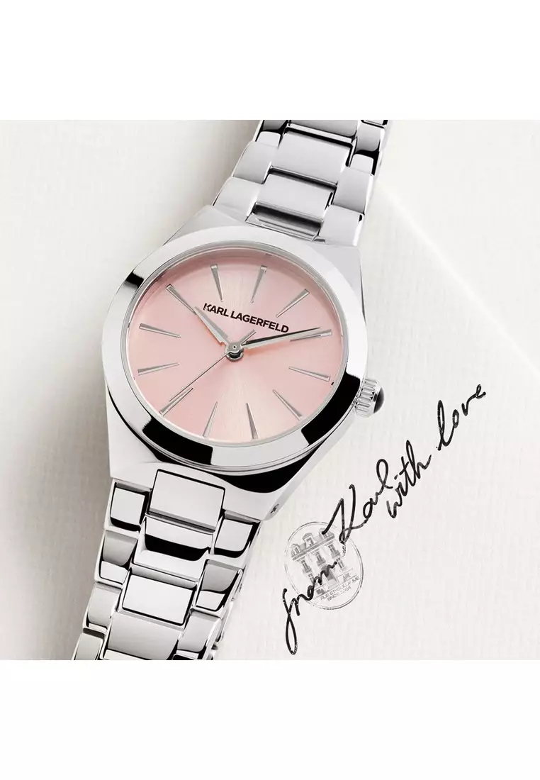 【2 Years Warranty】KARL LAGERFELD Hamburg Collection 30mm Women's Pink Quartz Watch R0553105510