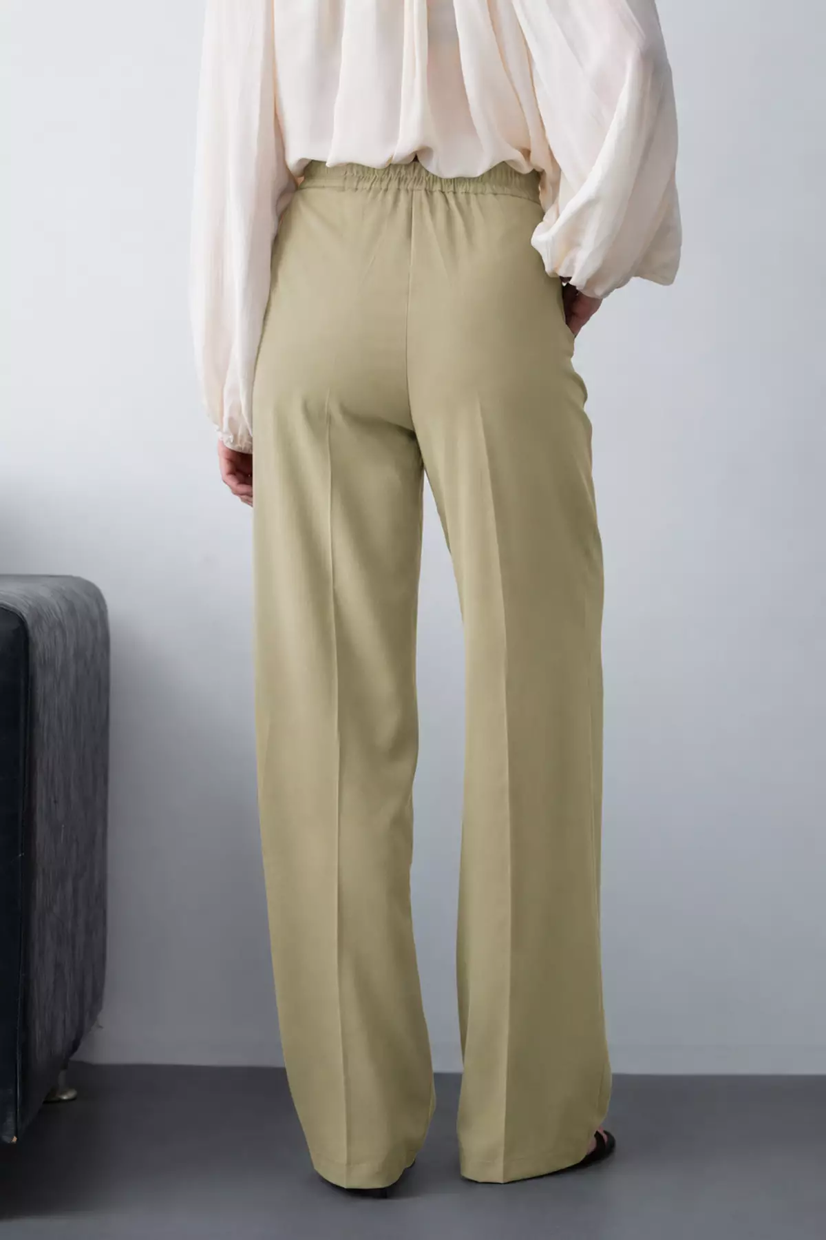 Light Khaki High Waist Wide Leg Woven Trousers Twoaw26Pl00161