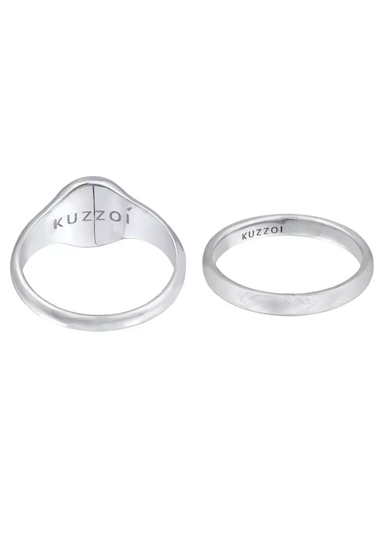 Ring Men Signet Band Set Basic Minimal Trend in 925 Sterling Silver