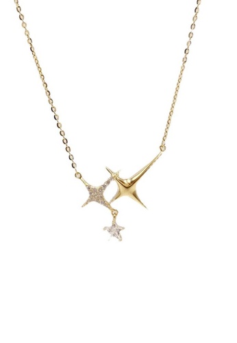 ZITIQUE gold Women's Four-pointed Stars Necklace - Gold FBA27ACF057F70GS_1