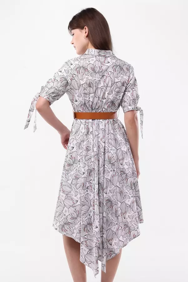 MINIMAL/Emily In Paris - Arnee - Dress Asimetris Motif Bunga Warna Black