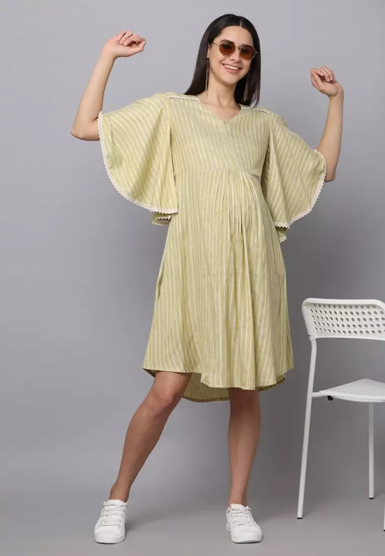 Buy THE MOM STORE Fresh Mint Maternity Kurta Dress With Nursing