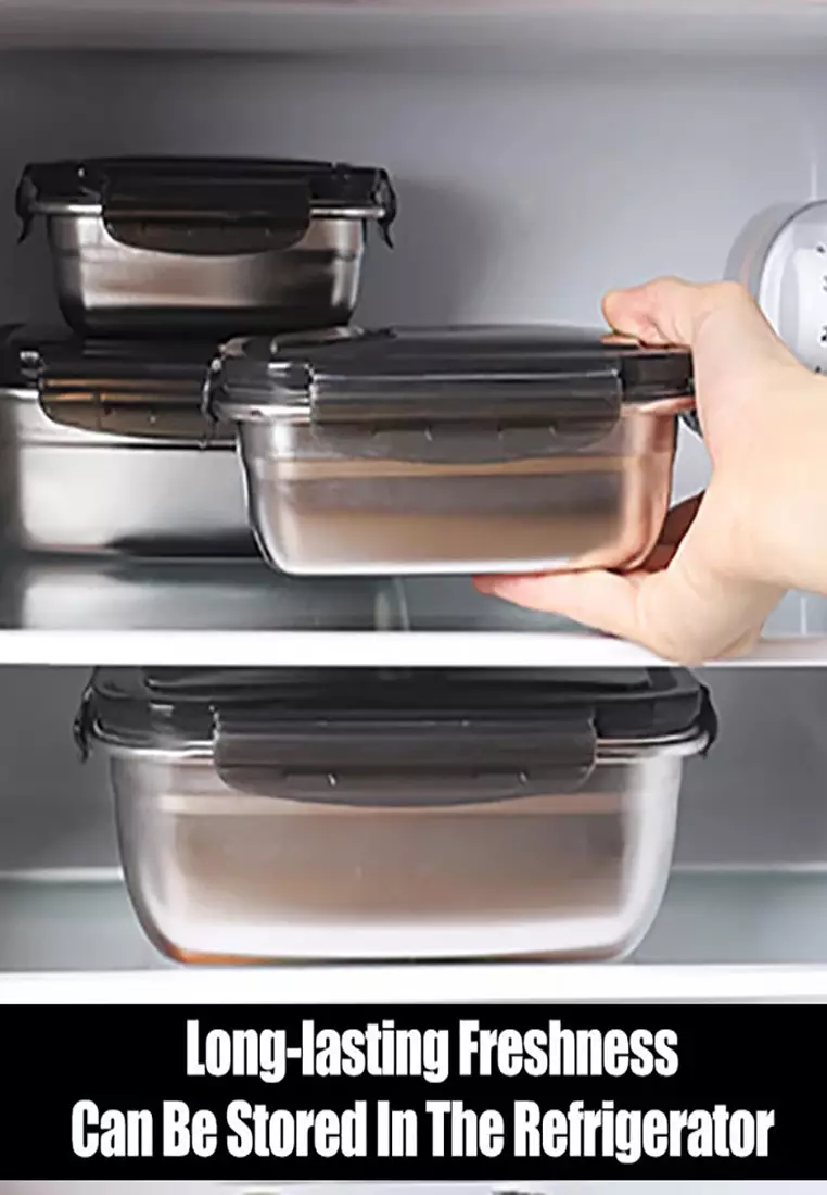 1pc 3800ml 304 Stainless Steel Refrigerator Food Preservation Box