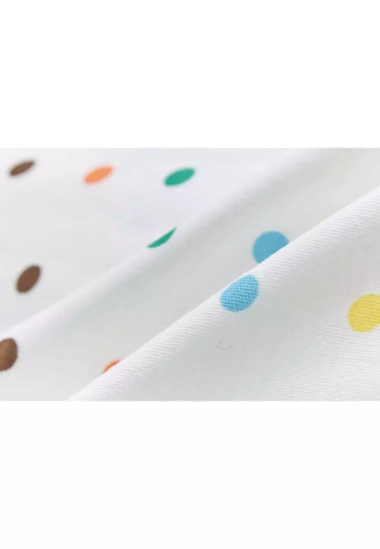 Baby Cotton Sleepsuit Polka Dots Cherry Two Way Zipper All In One Jumpsuit Feet Cover