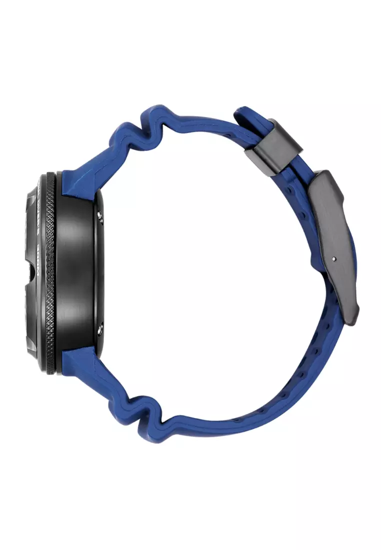 Citizen 西鉄城 Promaster 系列300米防水專業潛水 EcoZilla 黑色錶盤藍色合成橡膠錶帶光動能男士腕錶 BJ8055-04E