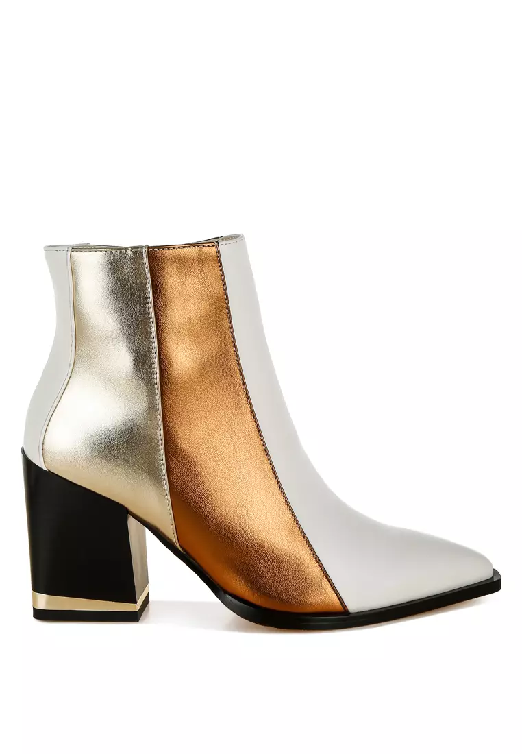 Discount on London Rag  shoes - SKU: Three Tone Block Heel Boots in Off White