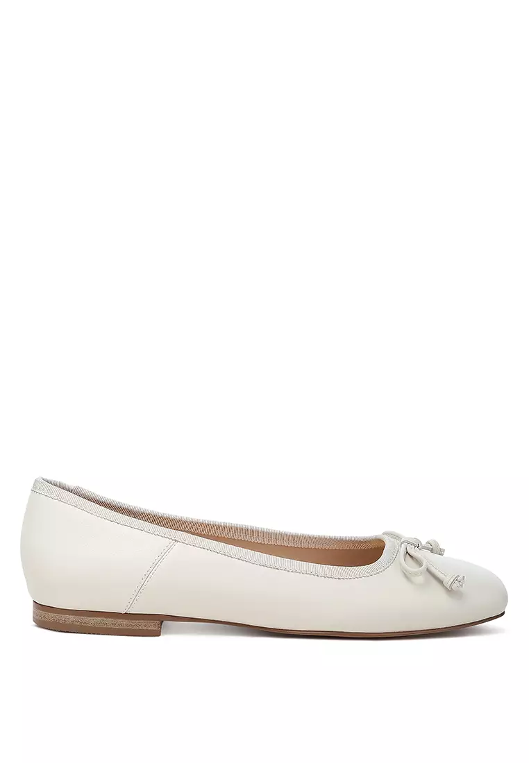 Discount on Rag & Co.  shoes - SKU: Square-Toe Bow Ballerinas In Beige