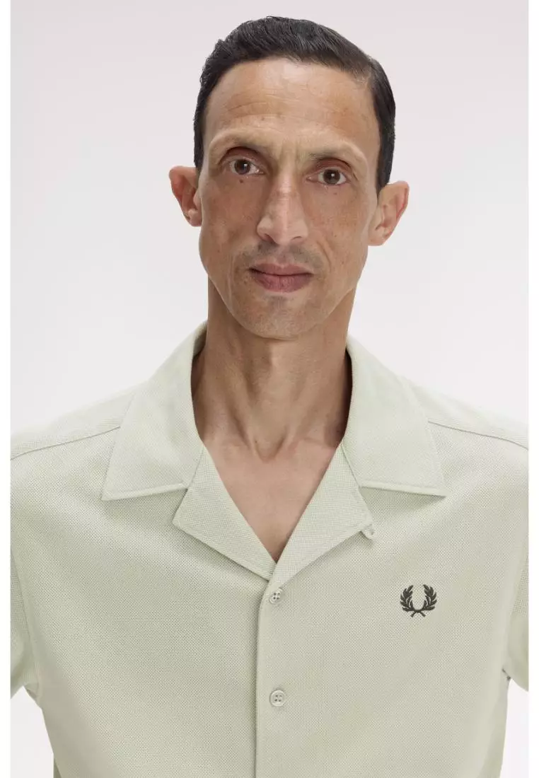 Fred Perry M1745 Compress Mesh Revere Collar Shirt (Seagrass)