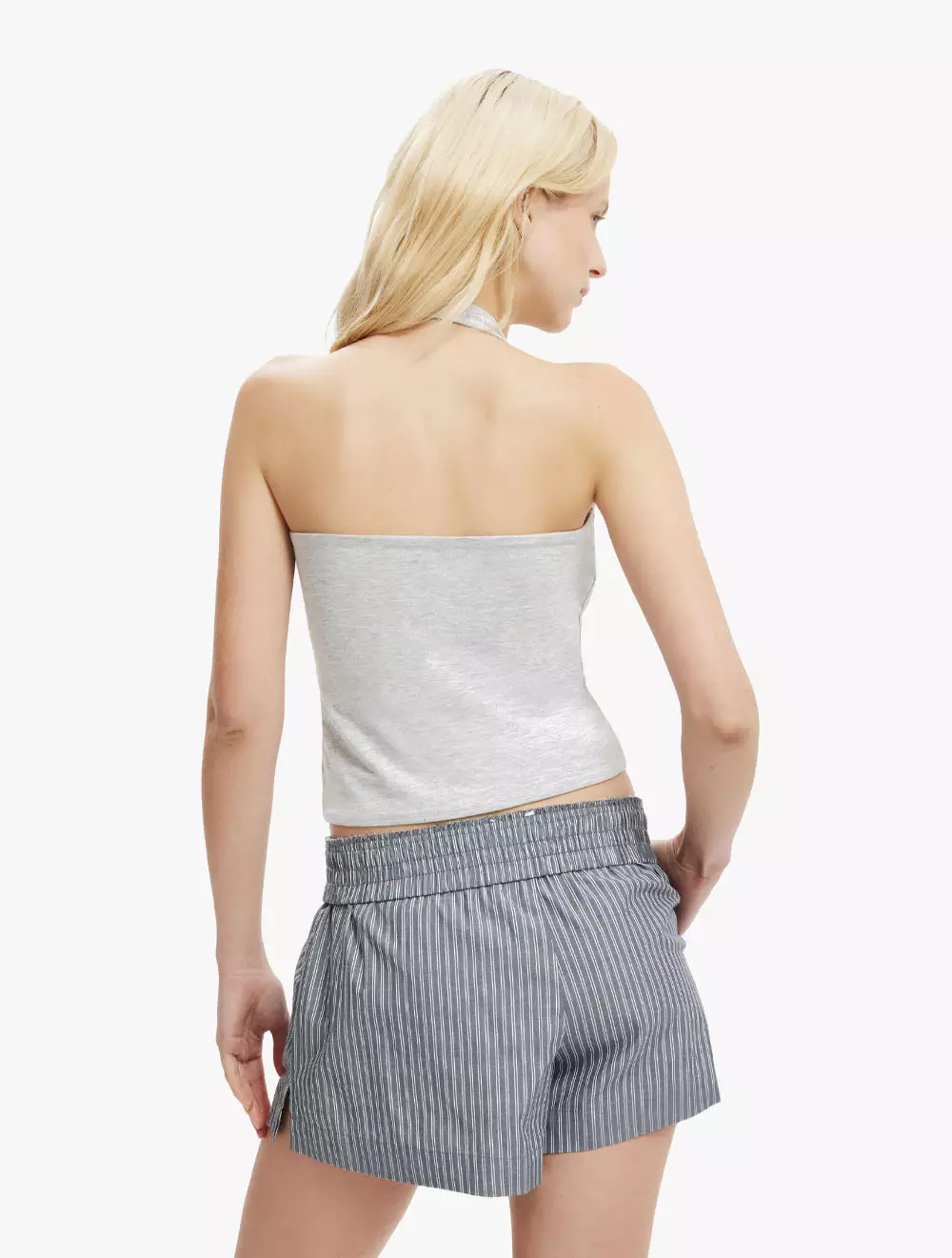 Cotton On - Atasan - All Day V Neck Halter - Grey Marle