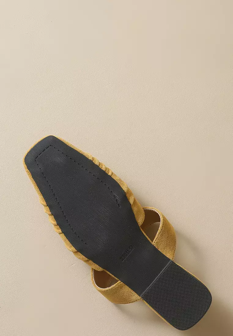 Pleated Suede Mules WW206-2