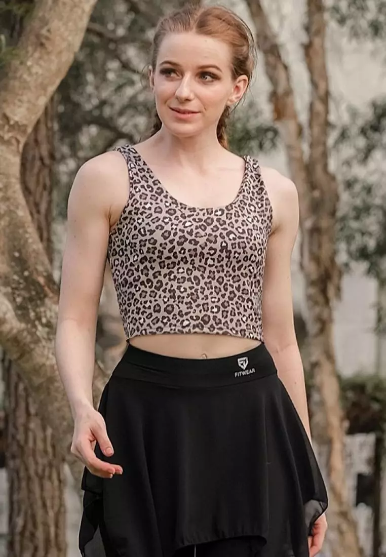 Fitwear - SportBra Croptop Olahraga Wanita EVELYNE [2IN1 PLAIN] - CHEETAH