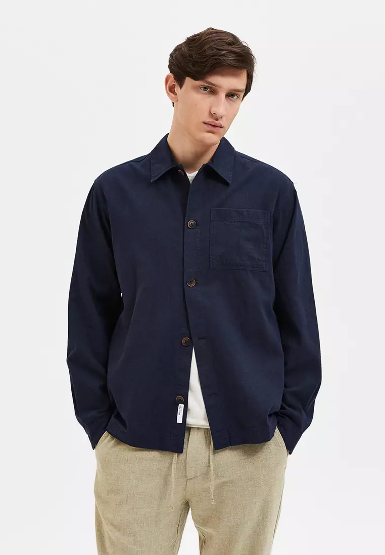 Buy Selected Homme Loose Linen Long Sleeve Overshirt Online | ZALORA ...