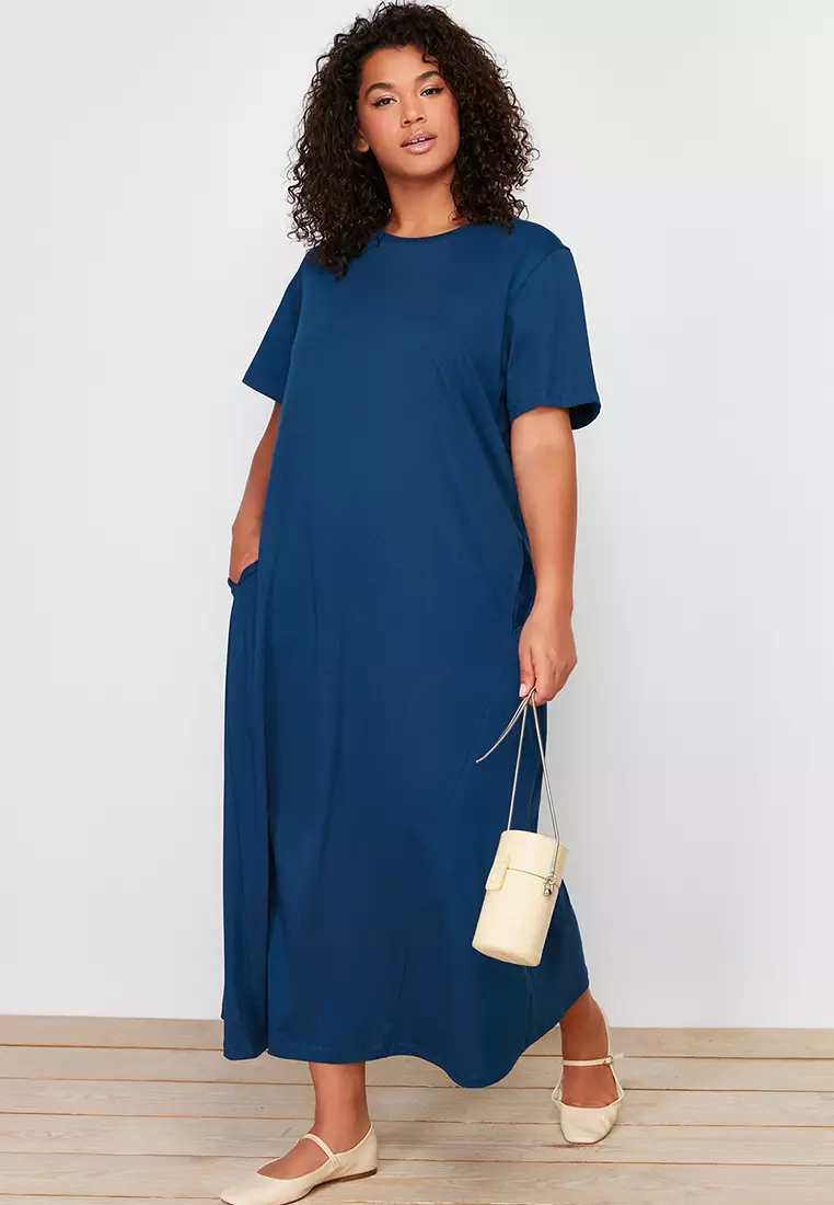 Buy Trendyol Plus Size Cotton Midi T-Shirt Dress 2025 Online