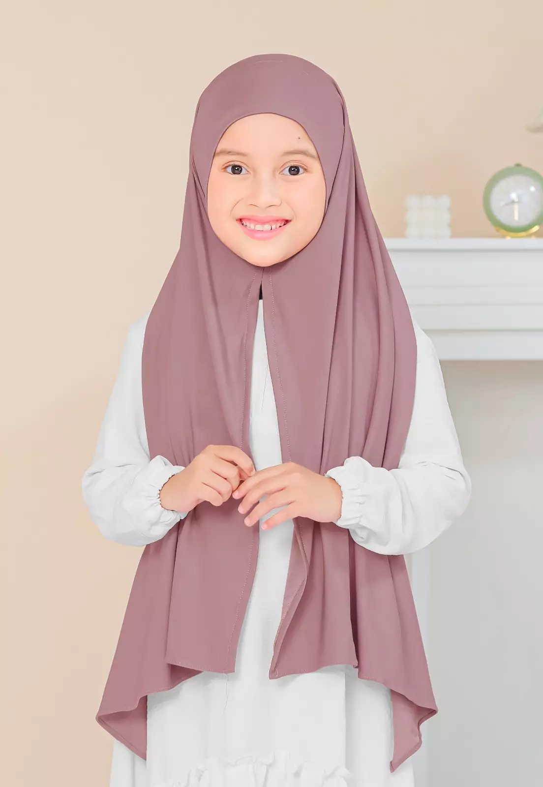 Cotton Bee - Calla Oval Instan | Hijab Pashmina Instan Anak - Rose Clay