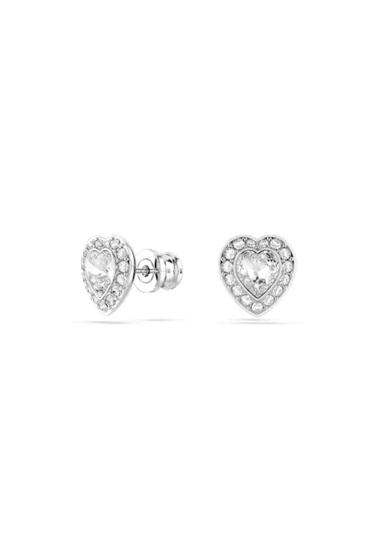 Ariana Grande X Swarovski Stud Earrings, Mixed Cuts, Heart, White, Rhodium Plated