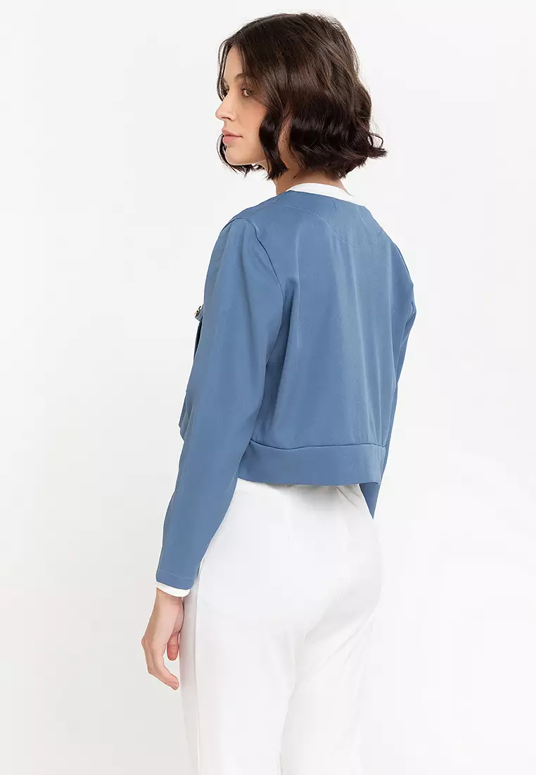 Layken Collarless Button Down Jacket