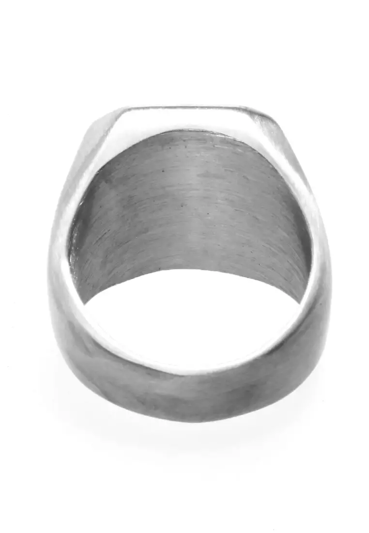 Daisy Aksesoris Pria Wanita Cincin Desain Kotak Material Titanium ORIGINAL - Silver Doff