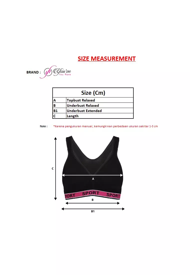 Ukuran sport bra hot sale