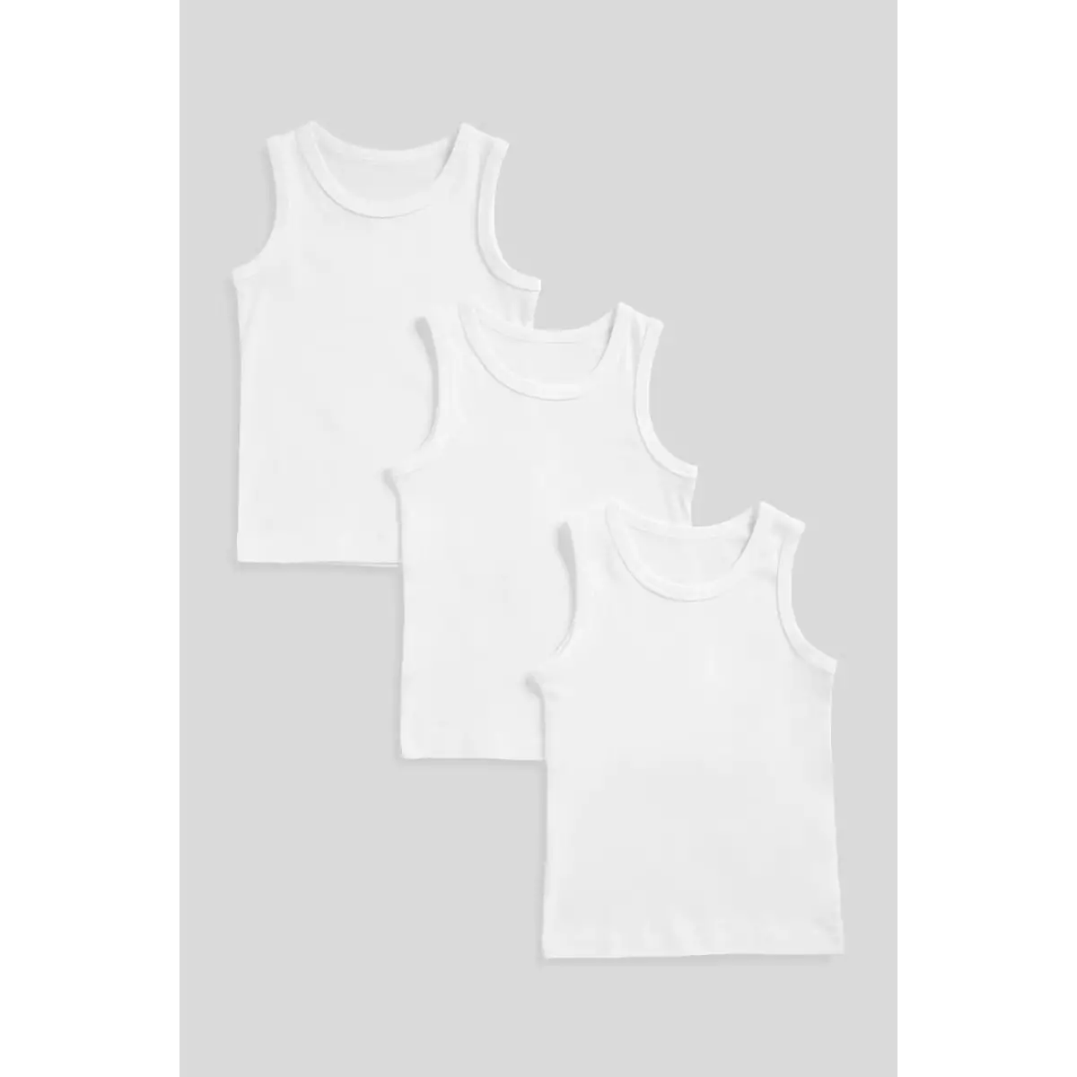 Mothercare Sleeveless Vests - 3 Pack - Pakaian Anak Laki-laki (Putih)