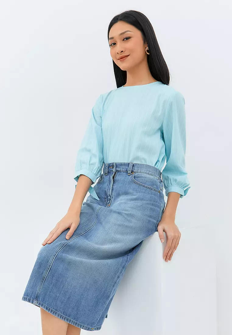 Gita Midi Medium Blue Skirt (G.2301)