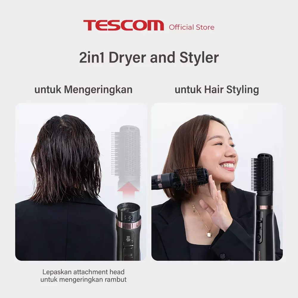 Tescom Gloss Pro 2in1 Ionic Airstyler - Hair Dryer / Sisir Angin & Pengering Rambut TC565ID