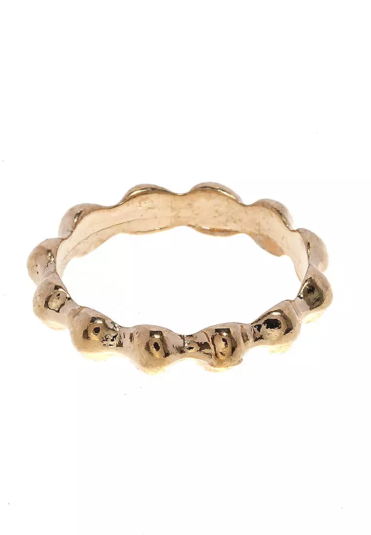 Cincin Set Rings Perhiasan Wanita Lapis Emas Design Elegant Premium Quality - Emas