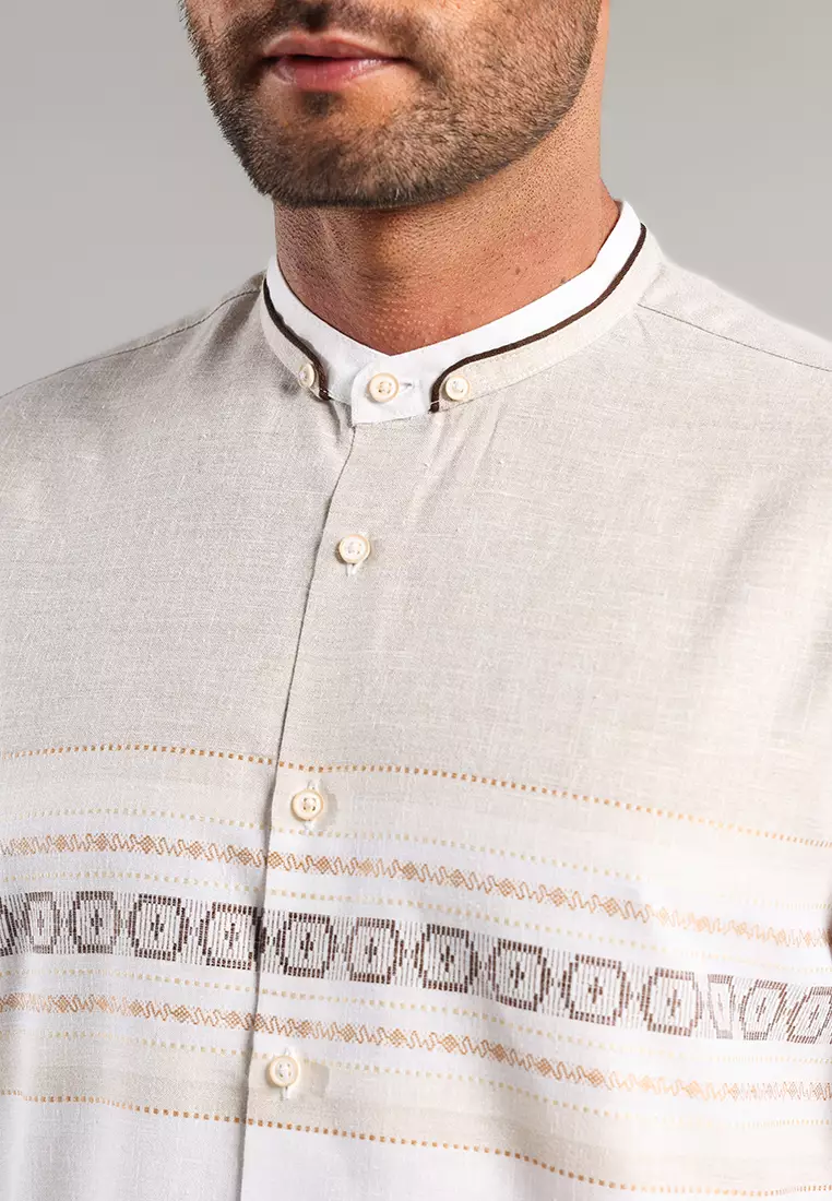 MOC Kemeja Koko Lengan Panjang Pria Haydan - Khaki