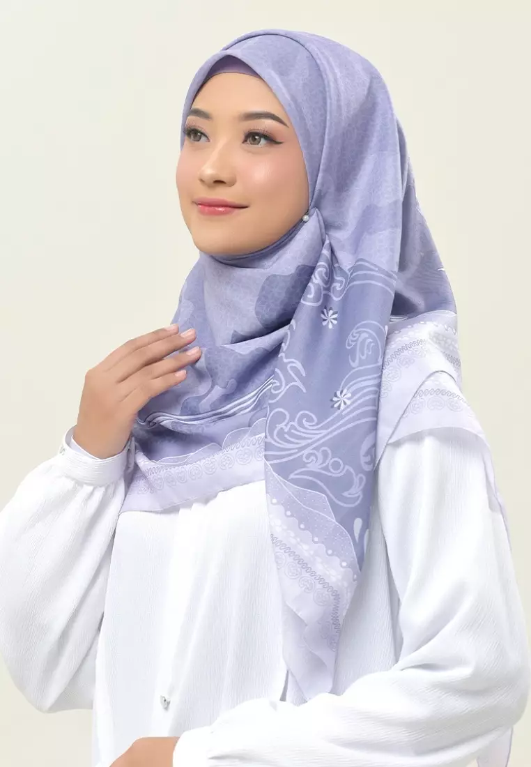 Rabbani - Kerudung Segi Empat Motif Tetra Fazluna AL - Purple Ash