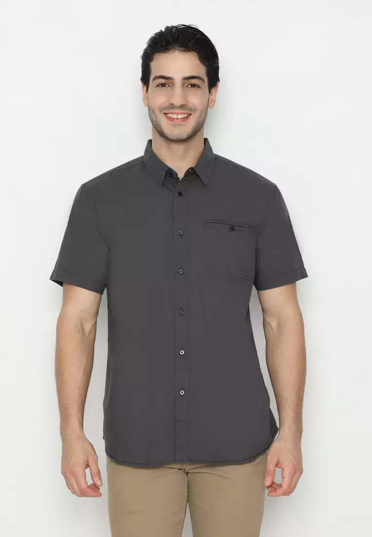 POLICE Kemeja Polos Cotton Regular Fit Pria