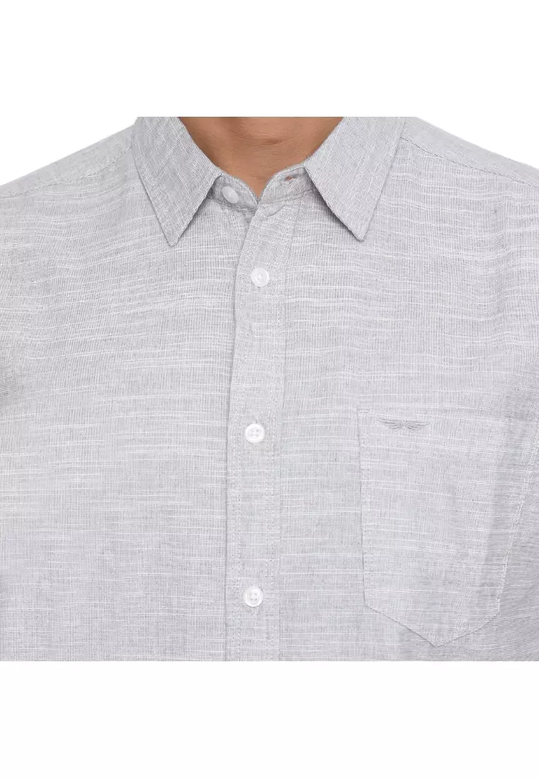 RBJ Kemeja Polos Cotton Abu Slim Fit Pria