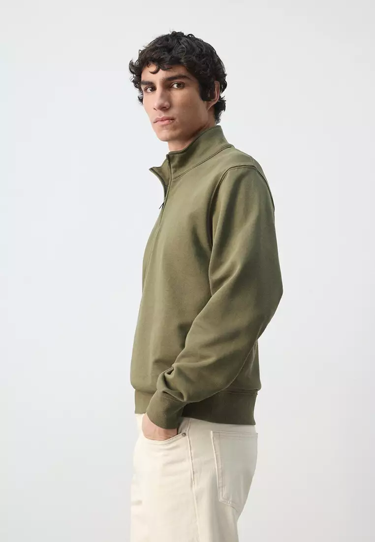 100% Cotton Zip-Neck Sweatshirt