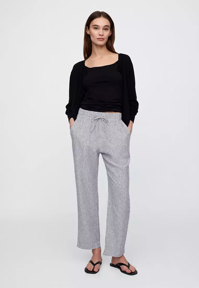 Buy Gap Mid Rise Linen-Blend Stripe Easy Pants 2025 Online