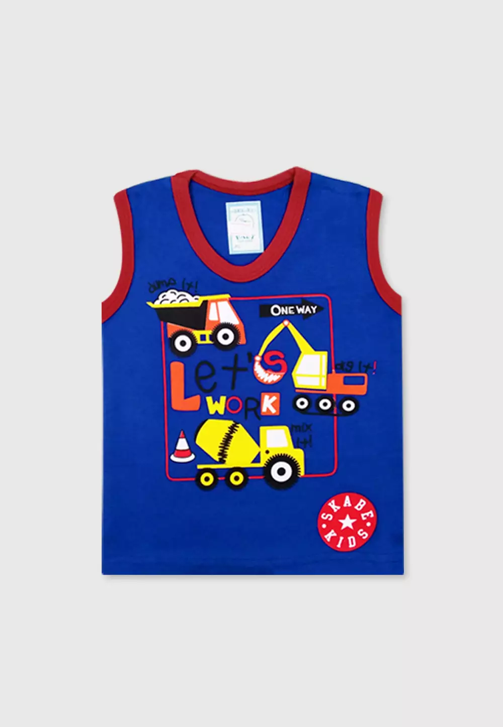 Wakakids Setelan Bayi Laki Laki Baju Singlet Anak Usia 6 Bulan Hingga 12 Bulan Set Celana Kaos Motif Tractor 3125 Biru