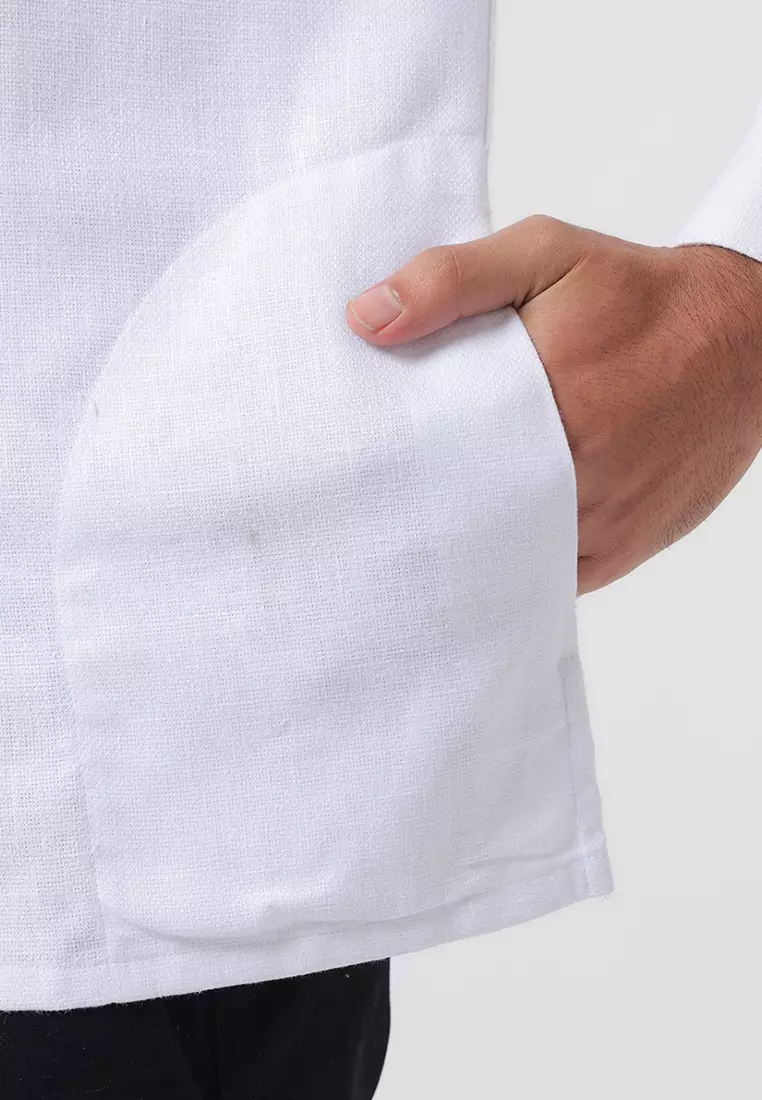 Kemeja Koko Pria Lengan Panjang Baju Muslim Pria DAMROD WHITE