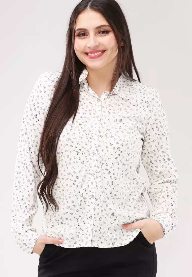 Woven Printed Rayon Long Sleeves Blouse